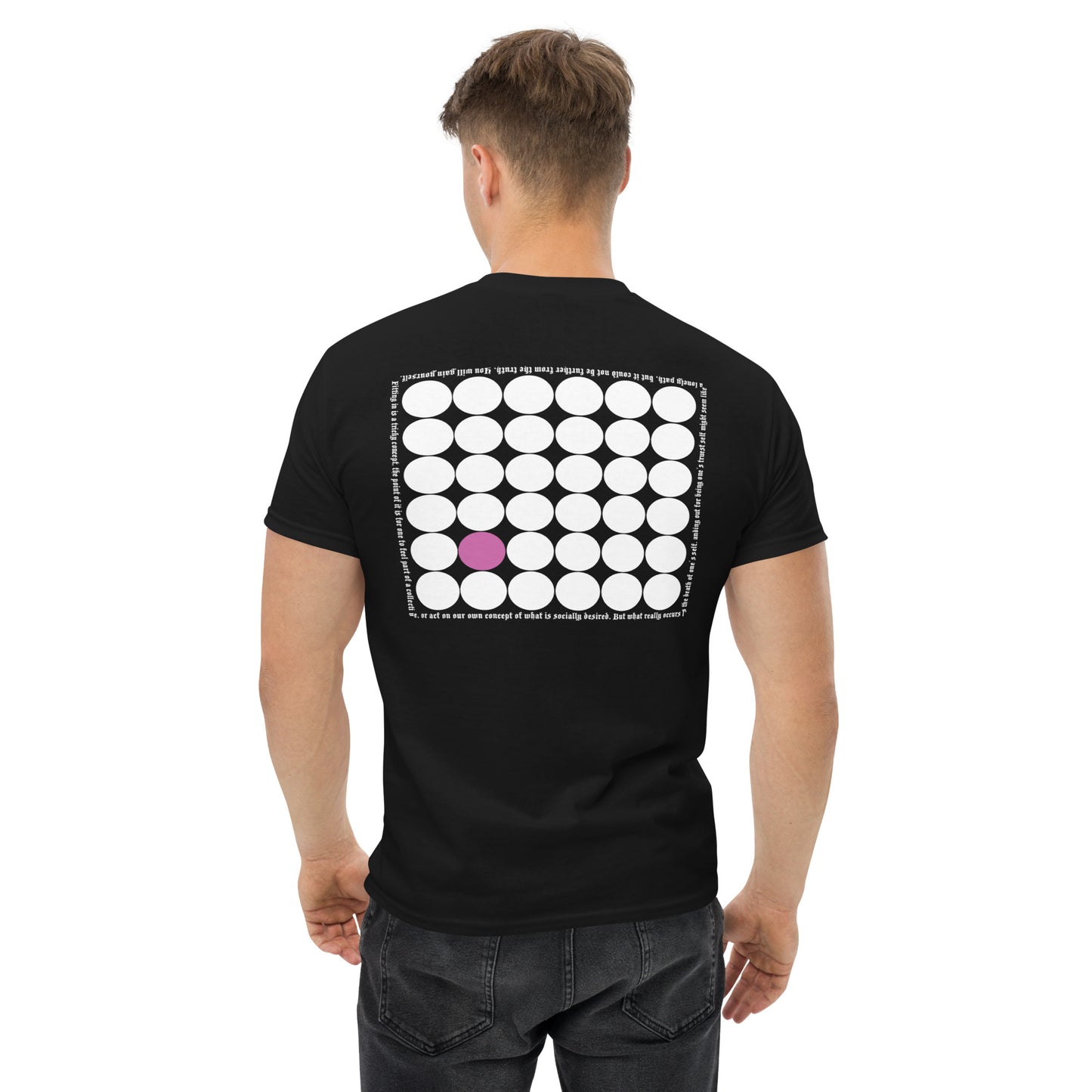 LOOK HERE PINKY. Men graphic black tee 105